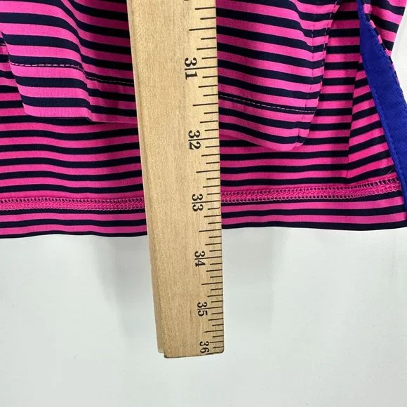 RLX Ralph Lauren Polo Shirt Mens Stripe Short Sleeve Logo Pga West Pink Navy L - Picture 7 of 10